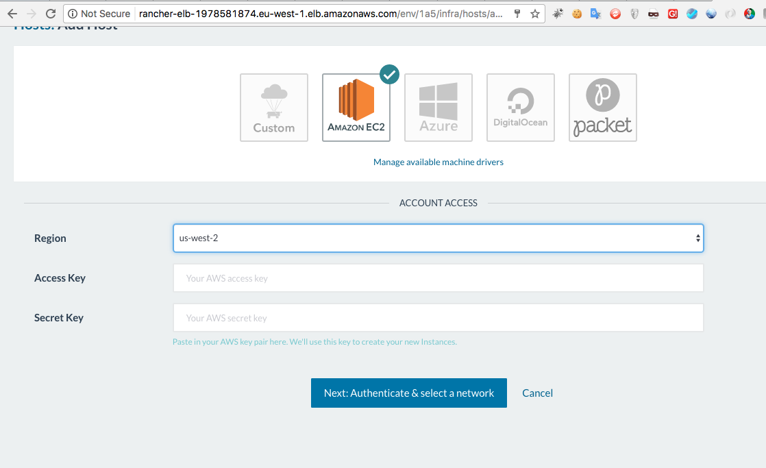 Rancher aws host
